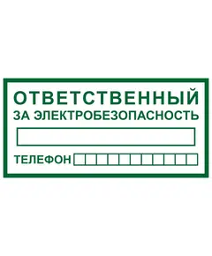 Ответственный за электробезопасность (пластик) 100*200 мм