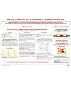 Плакат: Вредные акустические факторы рабочей среды - производственный шум (лист 1). формат А1, ламинированный.