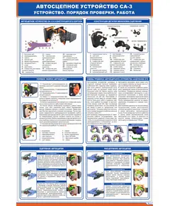 Автосцепное устройство СА-3. Устройство. Работа. Порядок проверки (600 х 900 мм, ламинированный, с пластиковым профилем и стальным крючком)
