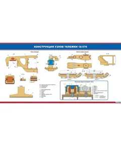 Плакат: Конструкция узлов тележки 18-578 (900 х 600 мм, ламинированный, с пластиковым профилем и крючком)
