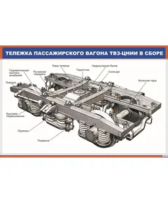 Тележка пассажирского вагона ТВЗ-ЦНИИ в сборе (900 х 600 мм, ламинированный, с пластиковым профилем и стальным крючком)