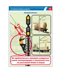 Комплект плакатов: Электробезопасность на железной дороге , 12 штук, формат А3, размер 297 x 420, ламинированные