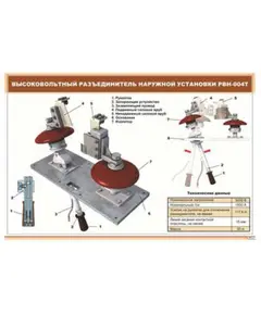 Высоковольтный разъединитель наружной установки РВН-004Т (900 х 600 мм, ламинированный, с пластиковым профилем и стальным крючком)