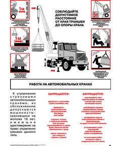 Плакат: Работа на автомобильных кранах  1 штука, формат А2, ламинированный