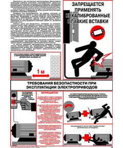 Плакат: Требования безопасности при эксплуатации электроприводов, 1 штука, формат А2, ламинированный