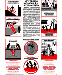 Плакат: Устройство оснований и фундаментов, 1 штука, формат А2, ламинированный