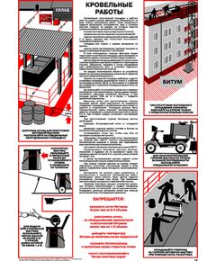 Плакат: Кровельные работы, 1 штука, формат А2, ламинированный