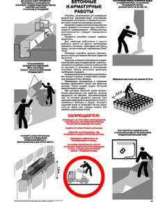 Плакат: Бетонные и арматурные работы, 1 штука, формат А2, ламинированный