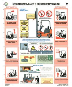 Комплект плакатов: Безопасность работ с электропогрузчиками, 2 листа, формат А2, ламинированные