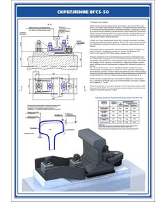 Плакат: Рельсовое скрепление ВГС5-50 (600 х 900 мм, ламинированный, с пластиковым профилем и стальным крючком)