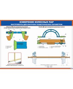 Измерение колесных пар. Измерительный инструмент. Скоба ДК и штанген РВП (600 х 900 мм, ламинированный, с пластиковым профилем и стальным крючком)