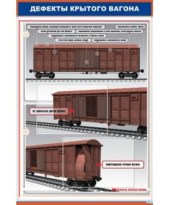 Плакат: Дефекты крытого вагона (600 х 900 мм, ламинированный, с пластиковым профилем и стальным крючком)