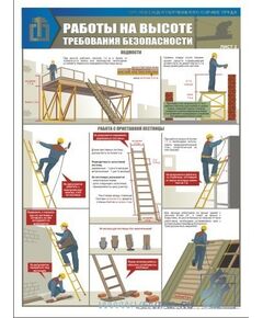Комплект плакатов: Работы на высоте. Требования безопасности, 3 штуки, формат А2, ламинированные