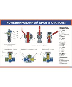 Комбинированный кран и клапаны (900 х 600 мм, ламинированный, с пластиковым профилем и стальным крючком)