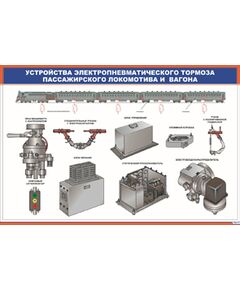 Устройства электропневматического тормоза пассажирского локомотива и вагона (900 х 600 мм, ламинированный, с пластиковым профилем и стальным крючком)