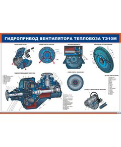 Плакат: Гидропривод вентилятора тепловоза ТЭ10М (900 х 600 мм, ламинированный, с пластиковым профилем и стальным крючком)