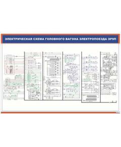 Плакат: Электрическая схема головного вагона электропоезда ЭР9П (900 х 600 мм, ламинированный, с пластиковым профилем и стальным крючком)