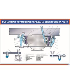 Рычажная тормозная передача электровоза ЧС-4Т (900 х 600 мм, ламинированный, с пластиковым профилем и стальным крючком)