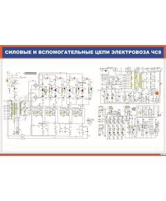 Силовые и вспомогательные цепи электровоза ЧС8 (900 х 600 мм, ламинированный, с пластиковым профилем и стальным крючком)