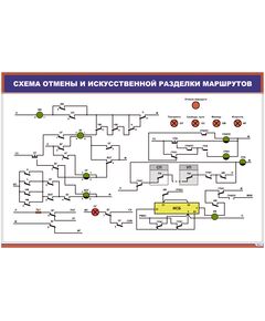 Схема отмены и искусственной разделки маршрутов (900 х 600 мм, ламинированный, с пластиковым профилем и стальным крючком)