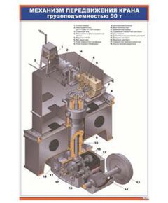 Механизм передвижения крана грузоподъемностью 50 т (600 х 900 мм, ламинированный, с пластиковым профилем и стальным крючком)
