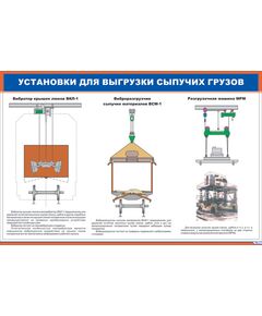 Плакат: Установки для выгрузки сыпучих грузов (900 х 600 мм, ламинированный, с пластиковым профилем и стальным крючком)