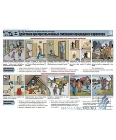 Комплект плакатов: ГО и ЧС. Безопасность в чрезвычайных ситуациях, 3 штуки, формат А2, ламинированные - Гражданская оборона и черезвычайные ситуации, Плакаты (различные типоразмеры) -  1