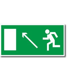 Направление к эвакуационному выходу налево вверх (металл) 150*300 мм - Эвакуационные знаки, (E), Знаки безопасности (самоклейка, пластик, металл) -  1