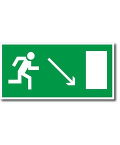 Направление к эвакуационному выходу направо вниз (наклейка)150*300 мм - Эвакуационные знаки, (E), Знаки безопасности (самоклейка, пластик, металл) -  1