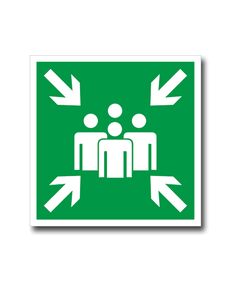 Пункт сбора (наклейка фотолюминесцентный) 200*200 мм - Эвакуационные знаки, (E), Знаки безопасности (самоклейка, пластик, металл) -  1