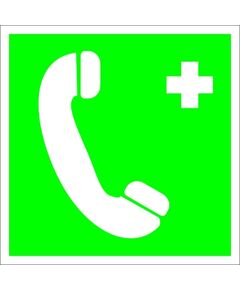 Телефон связи с медицинским пунктом (скорой медицинской помощью) (пластик) 200*200 мм - Знаки медицинского и санитарного назначения (EC), Знаки безопасности (самоклейка, пластик, металл) -  1