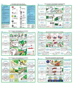 Комплект  плакатов: Ограждение мест производства путевых работ (6 шт., ламинированные, формат А2) - Путь и путевое хозяйство, (ЦП), Железнодорожный транспорт -  1