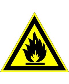 Пожароопасно. Легковоспламеняющиеся вещества (пластик) 200*200 мм - Предупреждающие знаки (W), Знаки безопасности (самоклейка, пластик, металл) -  1