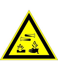 Опасно. Едкие и коррозионные вещества (самоклейка) 200*200 мм - Предупреждающие знаки (W), Знаки безопасности (самоклейка, пластик, металл) -  1