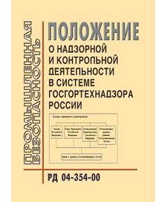 РД 04-354-00  Положение о надзорной и контрольной деятельности в системе Госгортехнадзора России. Утверждено Приказом Госгортехнадзора РФ от 26.04.2000 № 50 в редакции Приказа Госгортехнадзора РФ от 17.07.2001 №95 - Общие для различных опасных производственных объектов, Промышленная безопасность -  1