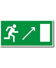 Направление к эвакуационному выходу направо вверх (фотолюм. наклейка)200*200 мм - Эвакуационные знаки, (E), Знаки безопасности (самоклейка, пластик, металл) -  1