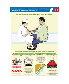 Комплект плакатов: Безопасность при очистке крыш от снега, 2 штуки, формат А3, размер 297 x 420, ламинированные - Охрана труда, Безопасность работ, Плакаты (различные типоразмеры) -  1