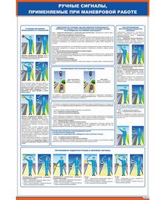Плакат: Ручные сигналы (600 х 900 мм, ламинированный, с пластиковым профилем и стальным крючком) - ПТЭ и безопасность движения, (ЦРБ), Железнодорожный транспорт -  1