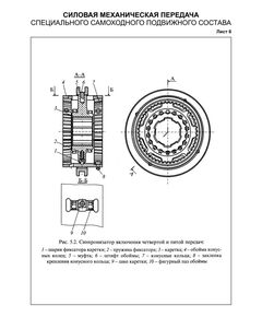 Плакат: Синхронизатор включения 4 и 5 передач,лист 6, формат А3, ламинированный - Альбом чертежей, Силовая механическая передача специального самоходного подвижного состава, Железнодорожный транспорт -  1