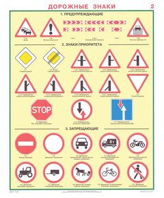 Комплект плакатов: Дорожные знаки, 8 листов, формат А2, ламинированные - Автомобильный транспорт, Плакаты (различные типоразмеры) -  1