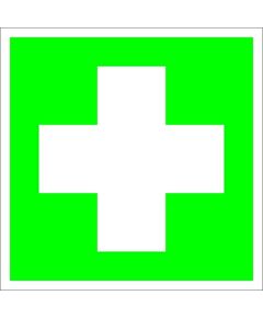 Аптечка первой медицинской помощи (металл) 200*200 мм - Знаки медицинского и санитарного назначения (EC), Знаки безопасности (самоклейка, пластик, металл) -  1