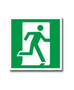 Выход здесь (правосторонний) (самоклейка) 200*200 мм - Эвакуационные знаки, (E), Знаки безопасности (самоклейка, пластик, металл) -  1