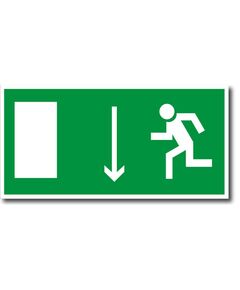 Указатель двери эвакуационного выхода (левосторонний)  (металл)200*200 мм - Эвакуационные знаки, (E), Знаки безопасности (самоклейка, пластик, металл) -  1