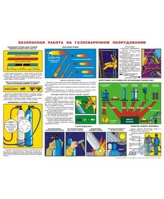 Плакат: Безопасная работа на газосварочном оборудовании,1 штука, формат А2, ламинированный - Строительство, Плакаты (различные типоразмеры) -  1