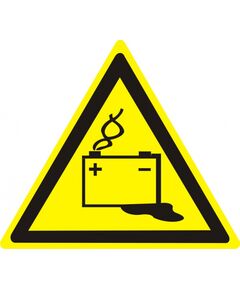 Осторожно. Аккумуляторные батареи (пластик) 50*50 мм - Предупреждающие знаки (W), Знаки безопасности (самоклейка, пластик, металл) -  1
