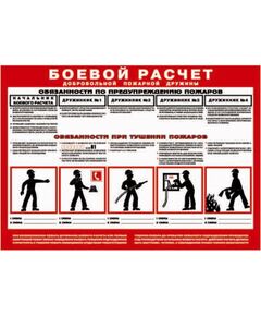 С-БР "Боевой расчет" добровольной пожарной дружины, 35*50 см. - Знаки пожарной безопасности (F), Знаки безопасности (самоклейка, пластик, металл) -  1