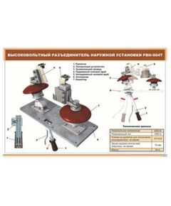 Высоковольтный разъединитель наружной установки РВН-004Т (900 х 600 мм, ламинированный, с пластиковым профилем и стальным крючком) - Электровозы постоянного тока, Железнодорожный транспорт -  1