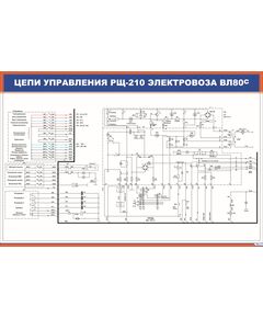 Цепи управления РЩ-210 электровоза ВЛ80с (900 х 600 мм, ламинированный, с пластиковым профилем и стальным крючком) - Электровозы переменного тока, Электрическое оборудование, Железнодорожный транспорт -  1