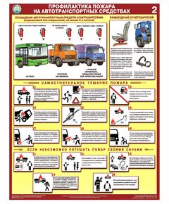 Комплект плакатов: Профилактика пожара на автотранспортных средствах. 2 листа, ламинированный, формат А2. - Автомобильный транспорт, Плакаты (различные типоразмеры) -  1