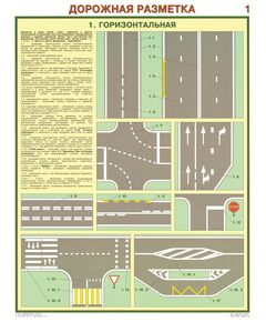 Комплект плакатов: Дорожная разметка, 2 листа, формат А2, ламинированные. - Автомобильный транспорт, Плакаты (различные типоразмеры) -  1